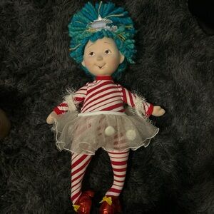 Madame Alexander Doll with Blue Hair and Red Stripes Snow Flake. Fancy Nancy